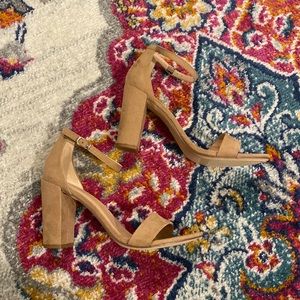 Nude suede heels